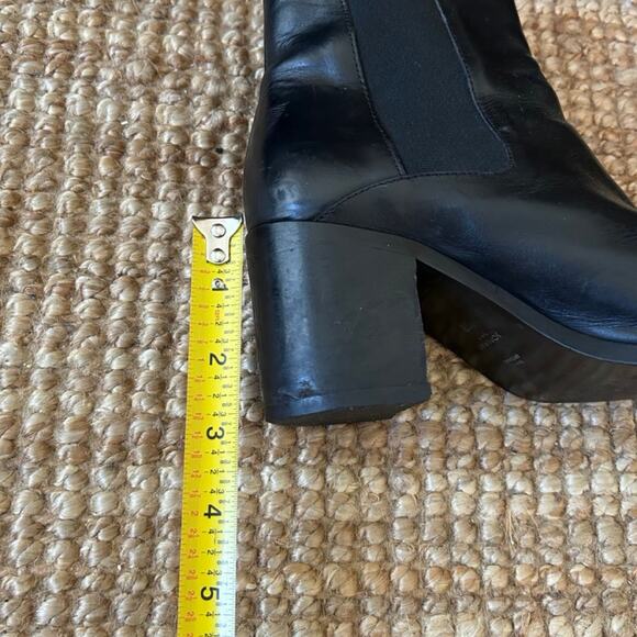 JONAK Black Leather Chelsea Boots, Block Heel - Picture 6 of 8